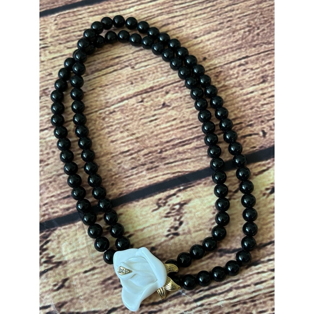 Vintage 1980's Kenneth Jay Lane Midnight Rose Necklace for Avon